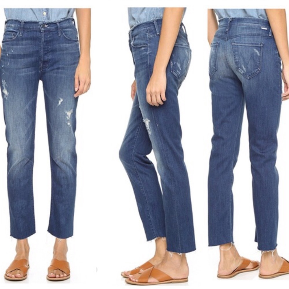 MOTHER / The Double Fray Vagabond / Hi-Rise Button Fly Denim Jeans - WORN ONCE!